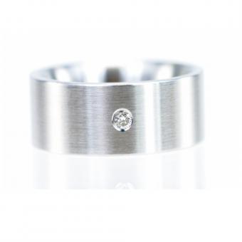Monomania Ring Edelstahl mit Diamant 0,02 ct RW 52 